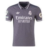 adidas Men's Real Madrid Authentic Third Jersey w/ Champions League Patches 24/25 (Charcoal)