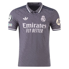 adidas Men's Real Madrid Authentic Third Jersey w/ Champions League Patches 24/25 (Charcoal)
