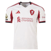 adidas Men's Liverpool Away Jersey w/ EPL Champions + No Room For Racism Patches 25/26 (Wonder White)