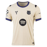 Nike Men's FC Barcelona Authentic Away Jersey w/ Champions League Patches (Team Gold/Persian Violet/Black)