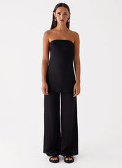 Zoey Satin Tube Top - Black