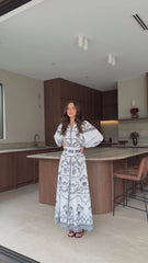 Xander Long Sleeve Maxi Dress - Black/White