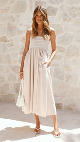 Kinsley Midi Dress - Beige