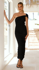 Liana Asymmetrical Maxi Dress - Black