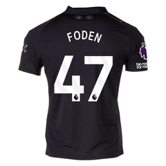 Puma Foden Men's Manchester City Away Jersey 25/26 w/ NRFR + EPL Patches (Puma Black)