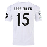adidas Real Madrid Authentic Arda Guler Home Jersey w/ Champions League Patches 24/25 (White/Black)