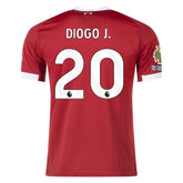 adidas Diogo Jota Men's Liverpool Home Jersey 25/26 w/ NRFR + EPL Champions Patch (Strawberry Red)