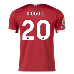 adidas Diogo Jota Men's Liverpool Home Jersey 25/26 w/ NRFR + EPL Champions Patch (Strawberry Red)