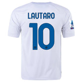 Nike Inter Milan Lautaro Martinez Away Jersey w/ Series A + Copa Italia Patches 23/24 (White/Lyon Blue)