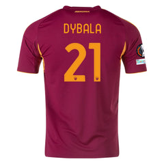 adidas Men's Roma Paulo Dybala Home Jersey w/ Europa League Patches 25/26 (Burgundy)