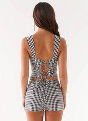 Clayton Tailored Shorts - Black Gingham
