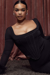 Stella-Black Mesh Trimmed Corset