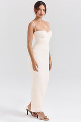 Elinor-Cream Tea Frill Lace Midi Dress