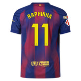 Nike Barcelona Authentic Raphinha Home Jersey w/ La Liga Champion Patches 25/26 (Deep Royal Blue/Midwest Gold)