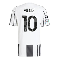 adidas Juventus Yildiz Home Jersey w/ Champions League Patches 25/26 (White/Black/Pink)
