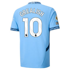 Puma Manchester City Jack Grealish Home Jersey w/ EPL + No Room For Racism + Club World Cup Patches 24/25 (Team Light Blue/Marine Blue)