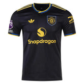 adidas Men's Manchester United Authentic Third Jersey 25/26 w/ NRFR + EPL Patches (Black)