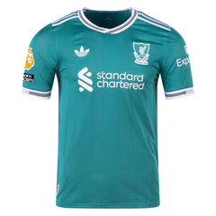 adidas Liverpool FC Authentic Dominik Szoboszlai Third Jersey w/ EPL + No Room For Racism Patches 25/26 (Sea Green)