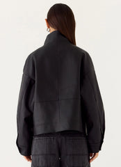 James PU Bomber Jacker - Black