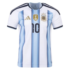 adidas Youth Argentina Lionel Messi Home Jersey w/ World Cup Champion Patch 2026 (White/Icey Blue)