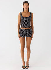 Coastline Mini Shorts - Black Polkadot