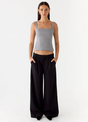 False Start Top - Smoke Grey