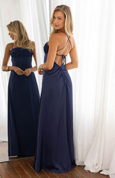 Blaise Navy Satin Maxi Dress