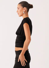Liana Asymmetrical Top - Black