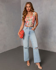 Early Light Floral Mesh Corset Top
