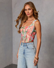 Early Light Floral Mesh Corset Top