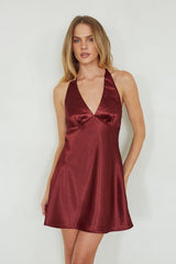 Monet Halter Satin Mini Dress