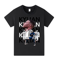 Kids’ Kylian Mbappe Football Design T-Shirt – Multiple Variants