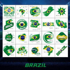 Brazil Football Face Stickers & Temporary Tattoos – 20 Pack