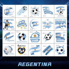 Argentina Football Face Stickers & Temporary Tattoos – 20 Pack