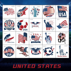 USA Football Face Stickers & Temporary Tattoos – 20 Pack