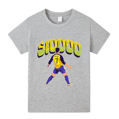 Kids’ Cristiano Ronaldo Siuuu Football T-Shirt – Multiple Variants