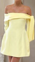 Halen Long Sleeve Mini Dress - Lemon