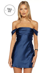 Zoella Tall Fit Navy Off The Shoulder Mini Dress