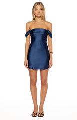 Zoella Tall Fit Navy Off The Shoulder Mini Dress