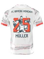 adidas Muller Special Authentic Away Jersey 25/26 w/ Sponsor + Meister Bundesliga Patch (White/Red)