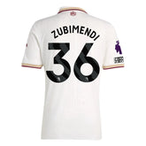 adidas Zubimendi Men's Arsenal FC Third Jersey 25/26 w/ NRFR + EPL Patches (White/Burgundy)