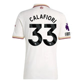 adidas Calafiori Men's Arsenal FC Third Jersey 25/26 w/ NRFR + EPL Patches (White/Burgundy)