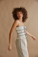 Alicia Ruffle Smocked Bow Top