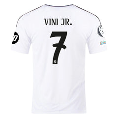 adidas Real Madrid Vinicius Jr. Home Jersey 24/25 w/ Champions League Patches (White/Black)