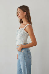 Beverly Lace Trim Floral Bustier Corset Top