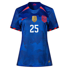 Nike Womens United States Trinity Rodman 4 Star Away Jersey 23/24 w/ 2019 World Cup Champion Patch (Hyper Royal/Loyal Blue)