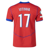 Nike Men's Paris Saint-Germain Vitinha T90 Third Jersey w/ Champions League Patches 25/26 (Sport Red/Hyper Royal)