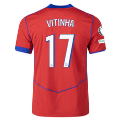 Nike Men's Paris Saint-Germain Vitinha T90 Third Jersey w/ Champions League Patches 25/26 (Sport Red/Hyper Royal)
