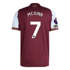 adidas Mcginn Men's Aston Villa Home Jersey 25/26 w/ NRFR + EPL Patches (Maroon/Blue)