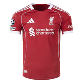 adidas Men's Liverpool FC Authentic Home Jersey 25/26 w/ Champions League Patches (Strawberry Red)